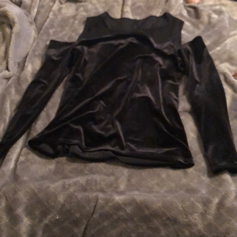 Black velour and mesh sexy blouse
